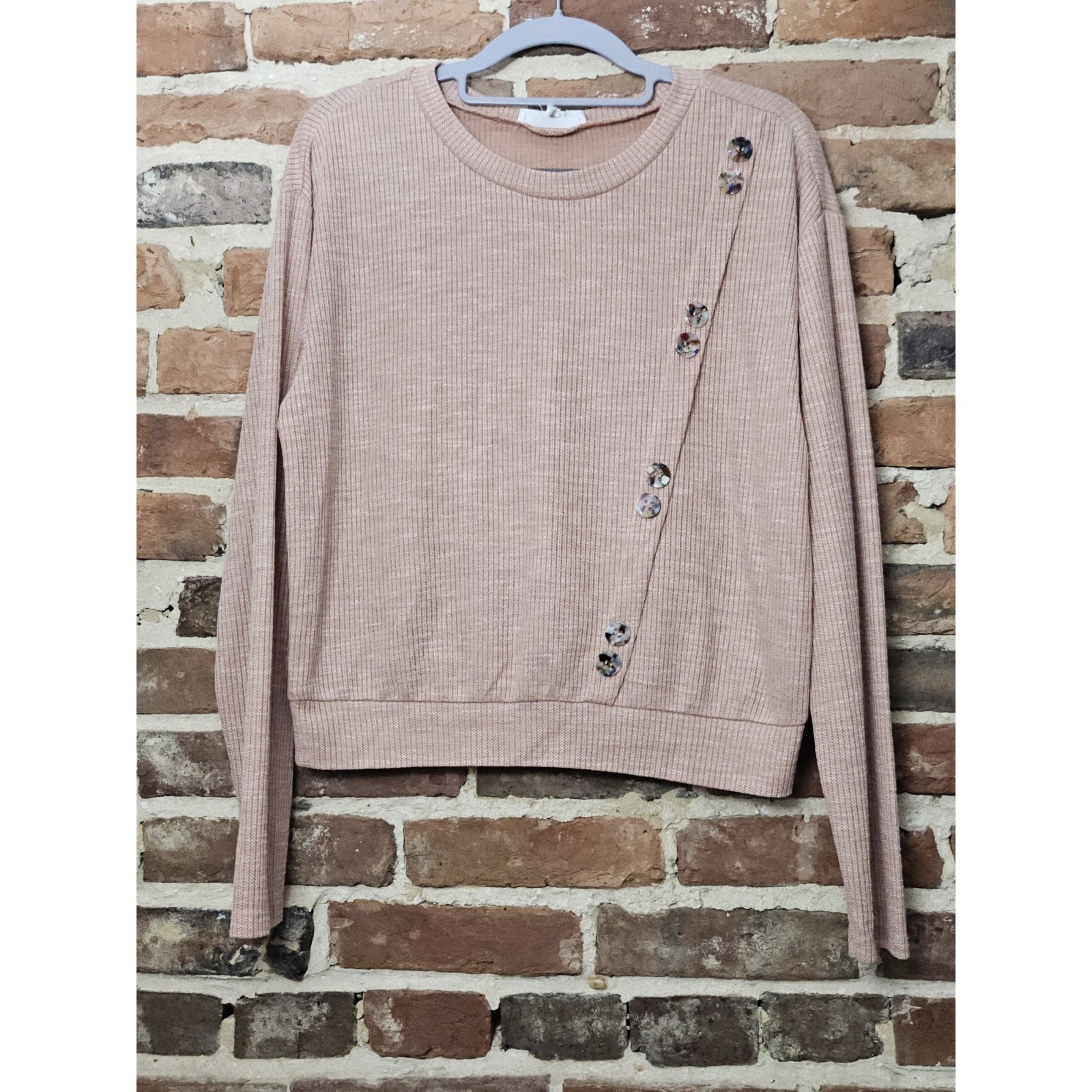 June & Hudson Womens Cropped Sweater Top Size S/M Pink Blush Knit Pastel